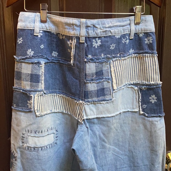 Free People Azalea Patchwork Blue Jeans Daisy Blue size 28 - Picture 10 of 14